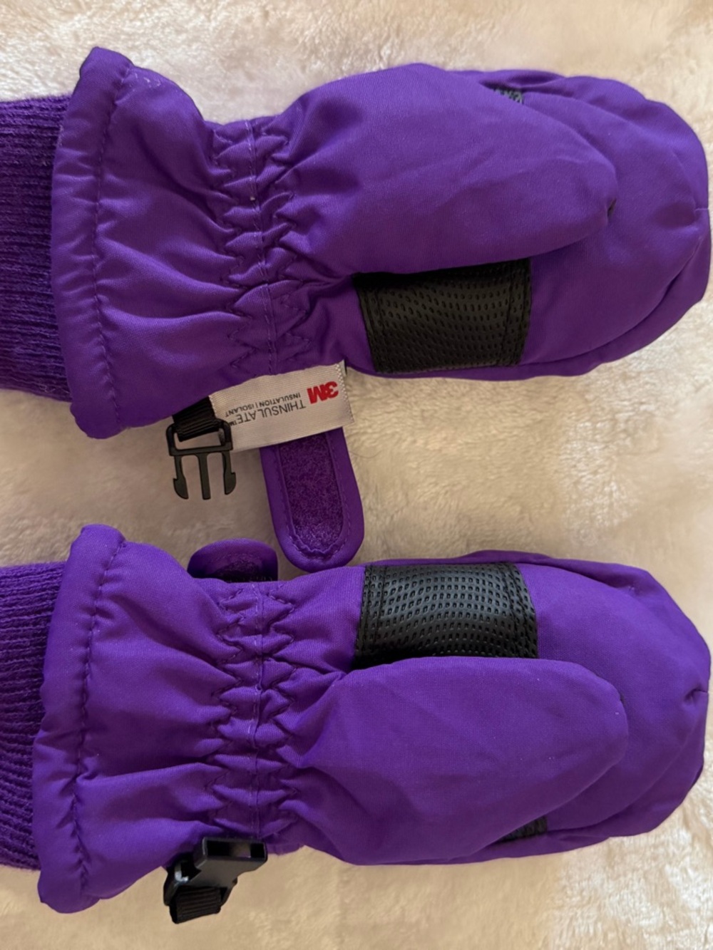 3M Thinsulate Purple Kids Mittens with Black Grip Panels